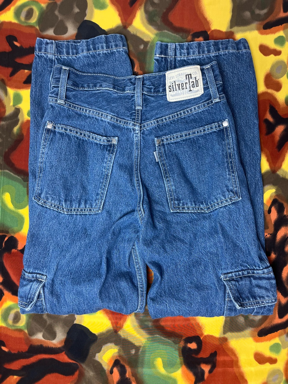 Silver tab blue denim 94 baggy cargo  jeans size 24
